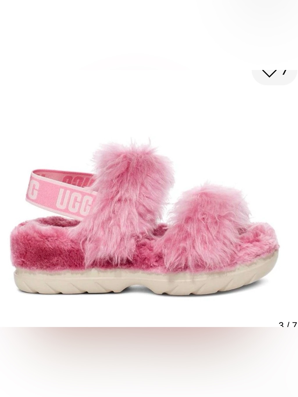 Pink Fuzzy Ugg Slide Sandals